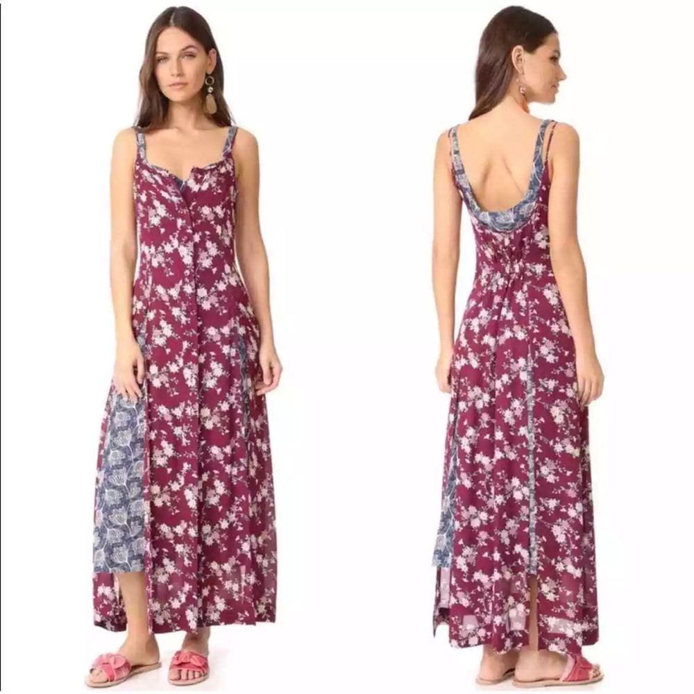 Cinq a sept Nathalia 100% silk Floral Print Sleeveless Maxi Dress Size 10
